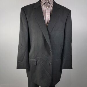 Oak Hill Men's Sport Coat Blazer Two Button Solid Charcoal Black‎ Wool Twill 52R